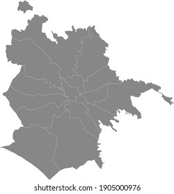 Simple vector administrative gray map of Rome, Italy