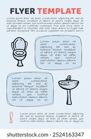 Simple vector advertising template for plumbing fixtures, products and services. Layout of flyer, handout, advertisement, brochure, banner, poster