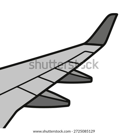 A simple vector of an airplane's wing with flaps.