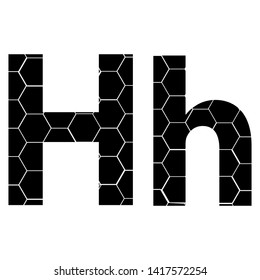 Simple vector alphabet of honeycombs, vector icons isolated on white - H