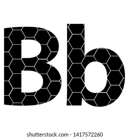 Simple vector alphabet of honeycombs, vector icons isolated on white - B