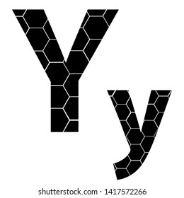 Simple vector alphabet of honeycombs, vector icons isolated on white - Y