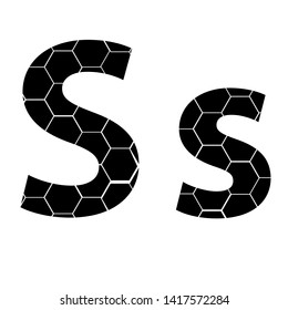 Simple vector alphabet of honeycombs, vector icons isolated on white - S