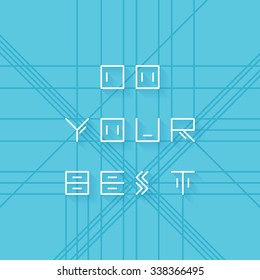 Simple vector alphabet in mono line style - typography design elements.Thin line iconographic flat letters. Hipster modern font. uppercase serif font. Web design elements. Internet  motivation quote.