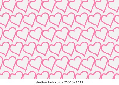 Simple vector art beautiful pink seamless pattern cartoon cute pink heart shape made of hearts on white background