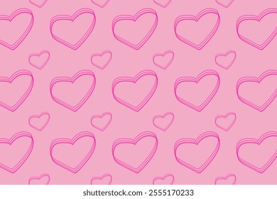 Simple vector art beautiful pink seamless pattern cartoon cute pink heart shape made of hearts on pink gradient background valentine day