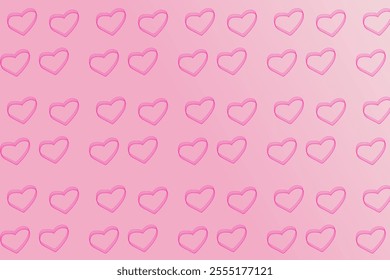 Simple vector art beautiful pink seamless pattern cartoon cute pink heart shape made of hearts on pink gradient background valentine day