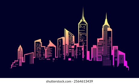 a simple vector art depicting a city