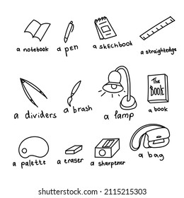 Simple vector art Education set pattern school study