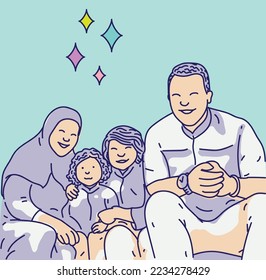 simple vector art of family greetings 