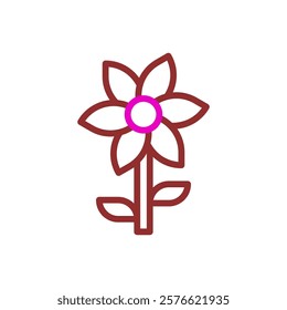 A simple vector art of flower in brown and purple