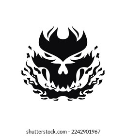 
simple vector art illustration skull fire