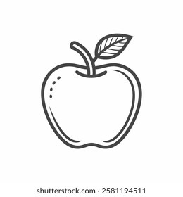 A simple vector art piece featuring a ripe apple with a single green leaf, showcasing organic beauty and freshness. Ideal for nature-themed designs or healthy living concepts.