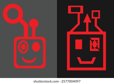 Simple Vector Art of Two Robot Heads