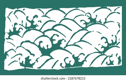 Simple vector asian ornament; decorative water illustration