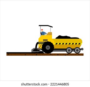 Simple Vector Of Asphalt Paver On White Background