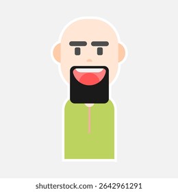 simple vector avatar old face with long beard