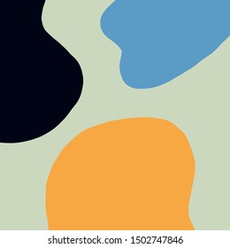 Simple vector background. Abstraction with soft streamlined geometric shapes. Light green, blue, navy and yellow shades