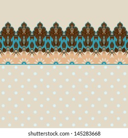 Simple vector background and border. Oriental floral pattern and decorative items. Ample opportunities for use. Easily edit the colors.
