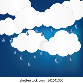 Simple vector background of clouds and rain.