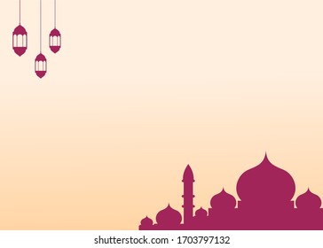 Simple vector background with mosque silhouette illustrations