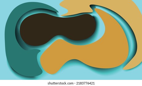 Simple vector background. Objects on the desktop in different pastel colors. Paper cut. Shading. Floating surfaces above the background. 3D wallpaper, optical illusion.