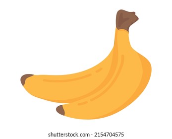 Simple vector banana. Flat doodle clipart. All objects are repainted.