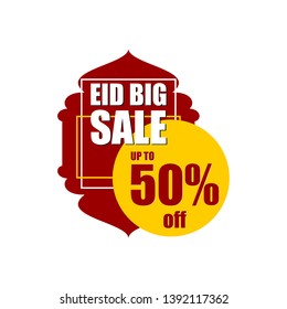 simple vector banner of Eid Mubarak Sale design tag with 50% discount. Website Sale Banner Design  for eid festivals. red