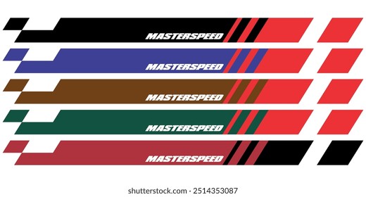 Formas básicas simples del Vector, variaciones a todo color y texto de MASTERCAR, el diseño principal para la producción de la impresión de la etiqueta engomada del vinilo.