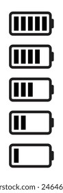 simple Vector battery icon. Charge from high to low transition .