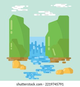Vector simple Bellas colinas y cascadas