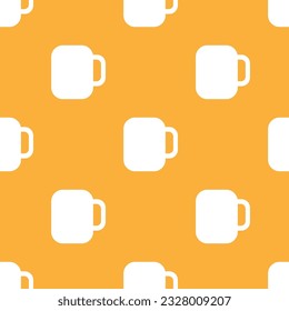 Simple vector beer background. Repetitive geometric beer icons. Seamless pattern with beer glasses on yellow background