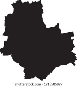 Mapa administrativo simple vectorial negro de Varsovia, Polonia
