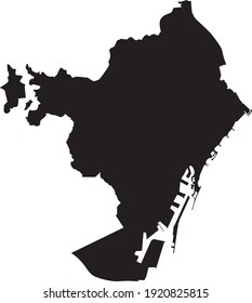 Simple vector black administrative map of Barcelona, Spain