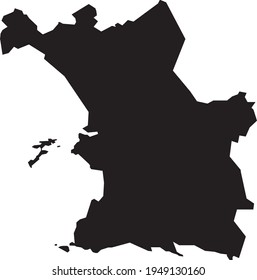 Simple vector black administrative map of Marseille, France