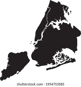 Simple vector black administrative map of the US major city of New York City, USA
