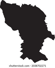 Simple vector black administrative map of the Sovakian capital city of Bratislava, Slovakia