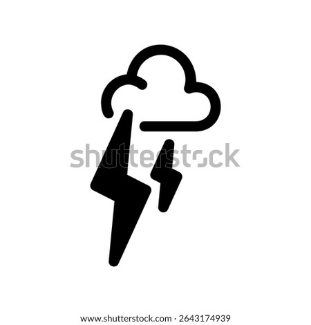 Simple vector black icon cloud, lightning, weather