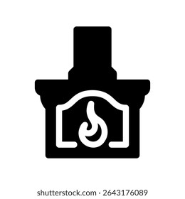 Simple vector black icon fireplace
