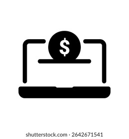 Portátil de icono negro de Vector simple