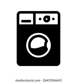 Simple vector black icon washing machine