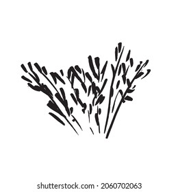 Simple vector black outline drawing. bush sketch silhouette.