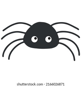Simple vector of a black spider with cute big eyes. Nice spider kawaii.
