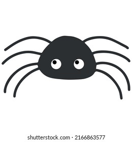 Simple vector of a black spider with cute big eyes. Nice spider kawaii.