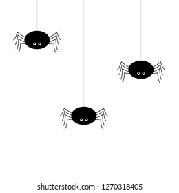 Simple vector of a black spiders hanging by a thread.