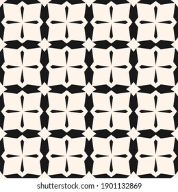 Simple vector black and white geometric seamless pattern. Abstract  texture with cross lines, grid, net, lattice. Monochrome ornamental background. Repeat design for tileable print, fabric, textile