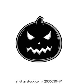 Simple vector black and white Halloween pumpkin illustration