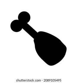 Simple vector black and white icon of a piece of meat on a bone. Chicken leg flat silhouette