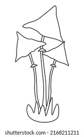 simple vector black and white illustration with mushrooms