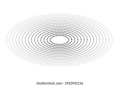 Simple Vector Black And White Oval Halftone, Isolated On White